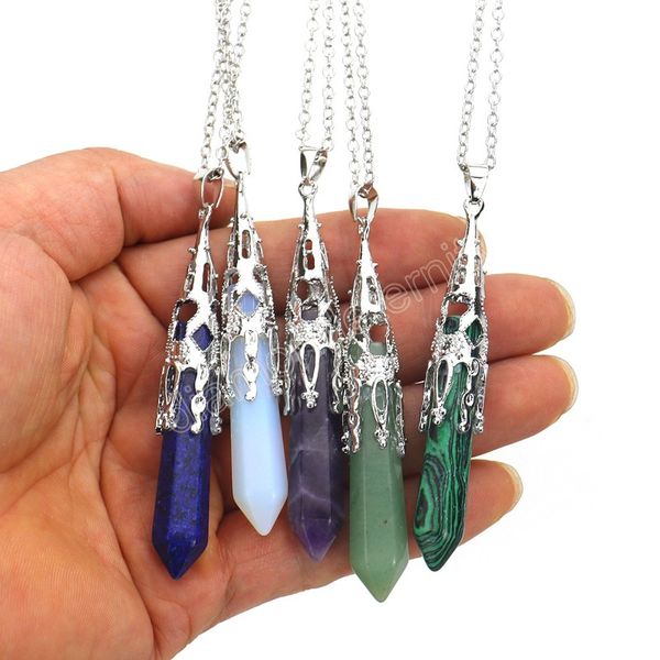 silver color natural crystal stone hexagram pyramid spirit pendant necklace for women girls crystal stone yoga healing necklace
silver color natural crystal stone hexagram pyramid spirit pendant necklace for women girls crystal stone yoga healing necklace