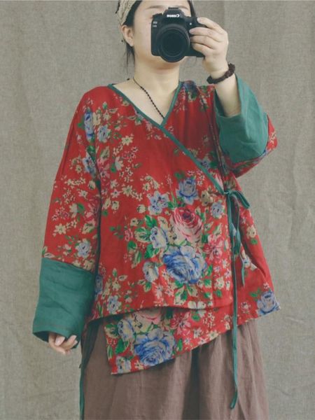 shirts johnature women chinese style print floral shirts vneck patchwork color cotton linen blouses 2023 autumn new vintage shirts, White
shirts johnature women chinese style print floral shirts vneck patchwork color cotton linen blouses 2023 autumn new vintage shirts, White
