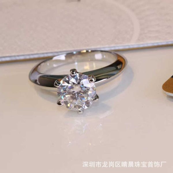 high version v gold second generation tiffay classic six claw diamond ring mosang d band gra certificate wedding, Silver
high version v gold second generation tiffay classic six claw diamond ring mosang d band gra certificate wedding, Silver