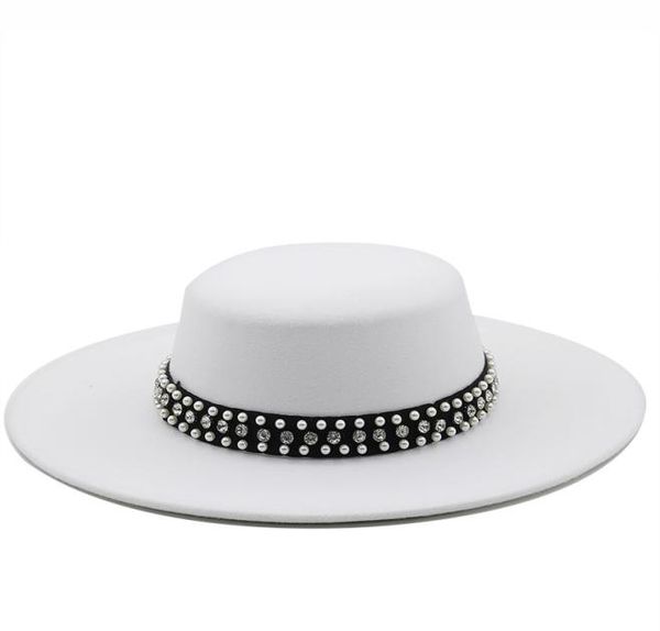 large wide brim faux wool pork pie boater flat fedora hat with rivet pearls black white party panama trilby cowboy cap7743009, Blue;gray
large wide brim faux wool pork pie boater flat fedora hat with rivet pearls black white party panama trilby cowboy cap7743009, Blue;gray