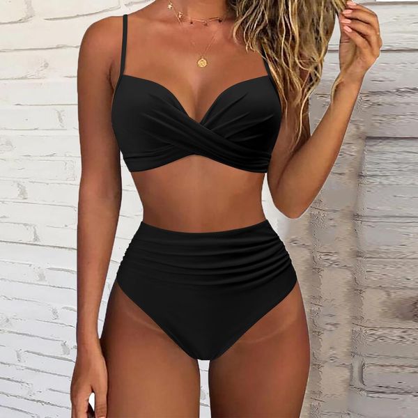 swimwear bikini 2023 woman swimsuit push up beachwear solid summer swimsuit xl bathing suit ruched women swimwear high waist bikinis, White;black
swimwear bikini 2023 woman swimsuit push up beachwear solid summer swimsuit xl bathing suit ruched women swimwear high waist bikinis, White;black