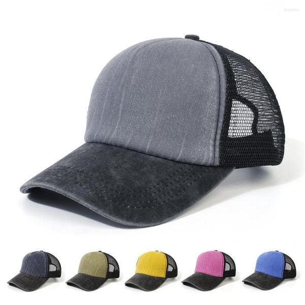 Image of Cycling Caps Women Men Hip Hop Trucker Cap Casual Plain Mesh Baseball Adjustable Breathable Hats Streetwear Outdoor Dad Hat