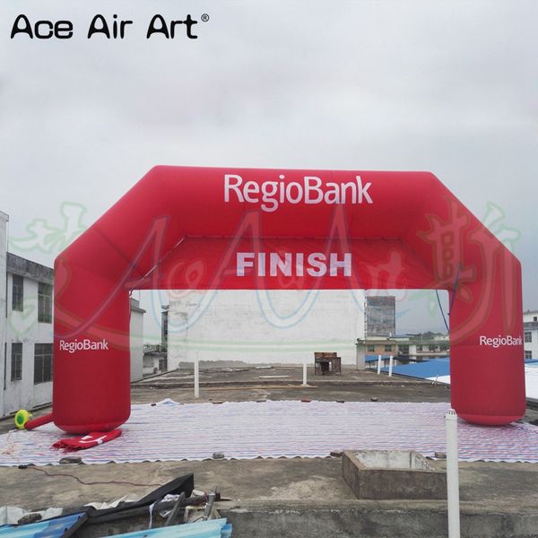 Image of 8m W X4.5m H (26x15ft) Customized Red Arch Inflatable Start Finish Line Giant Sport Racing Archway Athletic Entrance With Removable Banners For Bank