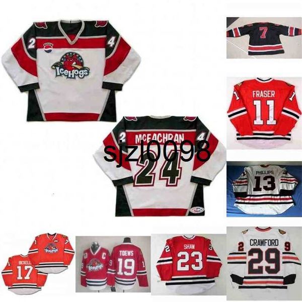 sj98 rockford icehogs 7 premier 13 david phillips 19 jonathan toews 23 andrew shaw 24 sean mceachran bryan bickell colin fraser hockey jerse, Black
sj98 rockford icehogs 7 premier 13 david phillips 19 jonathan toews 23 andrew shaw 24 sean mceachran bryan bickell colin fraser hockey jerse, Black