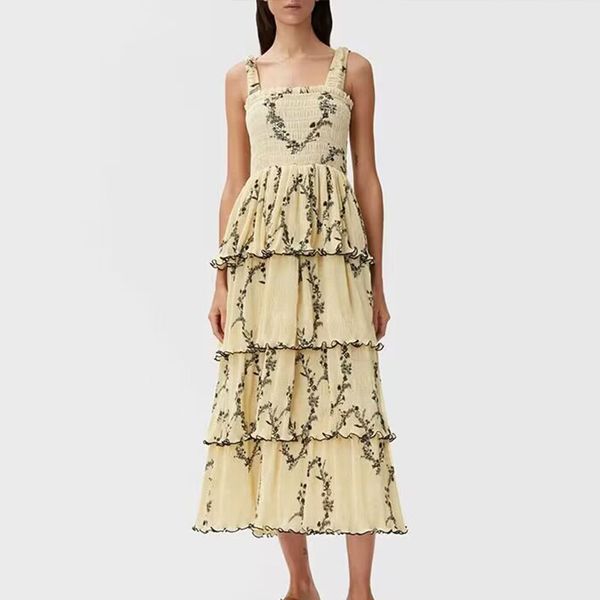 2023 designer luxury beach dress party dress sweet beach vacation pleated cake skirt fragmented flower strap dress long dress, Black;gray
2023 designer luxury beach dress party dress sweet beach vacation pleated cake skirt fragmented flower strap dress long dress, Black;gray