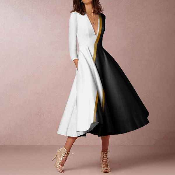 dresses 2022 new women's vneck longsleeved dresses in europe and america, Black;gray
dresses 2022 new women's vneck longsleeved dresses in europe and america, Black;gray