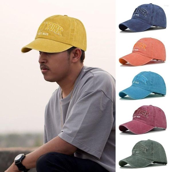 Image of Cycling Caps Men Women Vintage WASHED DENIM Baseball Hats Distressed Faded Cap Sunscreen York Embroidery