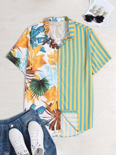 hawaiian new men shirt short sleeve men polo shirt striped patchwork summer chic blouse beach plus size men's shirts ue, White;black
hawaiian new men shirt short sleeve men polo shirt striped patchwork summer chic blouse beach plus size men's shirts ue, White;black