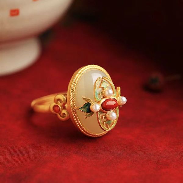 new sterling silver ring female open mouth palace museum style natural hetian jade tide vintage ring handwear
new sterling silver ring female open mouth palace museum style natural hetian jade tide vintage ring handwear