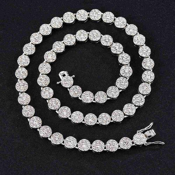 miami hip hop cuban necklace round diamond bling link chain, Silver