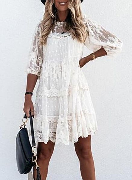 dresses wywmy summer women white lace dress elegant casual woman dresses three quarter sleeve loose vintage party dress, Black;gray
dresses wywmy summer women white lace dress elegant casual woman dresses three quarter sleeve loose vintage party dress, Black;gray