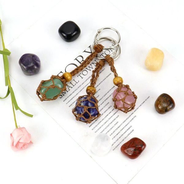 natural crystal stone handmade woven brown net bag key chains for women girls stainless steel car bag keychain accessories, Silver
natural crystal stone handmade woven brown net bag key chains for women girls stainless steel car bag keychain accessories, Silver