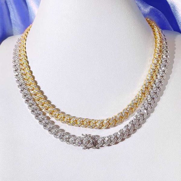7mm width selling bling hip hop iced out cuban link moissanite necklace for men, Silver
7mm width selling bling hip hop iced out cuban link moissanite necklace for men, Silver