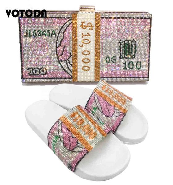 summer women shoe bag set bling rhinestone slippers beach sandals slides luxury bling dollar dinner bag ladies usd purse handbag 98061119, Black
summer women shoe bag set bling rhinestone slippers beach sandals slides luxury bling dollar dinner bag ladies usd purse handbag 98061119, Black
