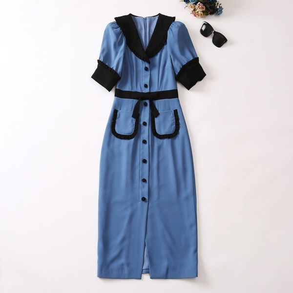 european and american women's clothes 2023 summer new lapel short sleeve single breasted fashion blue pocket dress xxl, Black;gray
european and american women's clothes 2023 summer new lapel short sleeve single breasted fashion blue pocket dress xxl, Black;gray