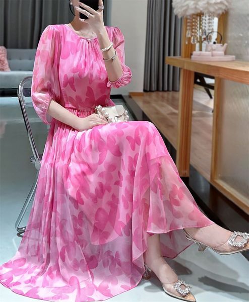 dress spring/summer new fashion high end temperament, elegant goddess, round neck short sleeve long dress customized georgette dream butterf, Black
dress spring/summer new fashion high end temperament, elegant goddess, round neck short sleeve long dress customized georgette dream butterf, Black