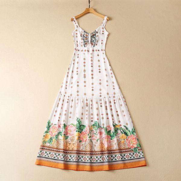 european and american women's clothes 2023 summer new sling sleeveless v-neck fashion nailed beaded print dress, Black;gray
european and american women's clothes 2023 summer new sling sleeveless v-neck fashion nailed beaded print dress, Black;gray