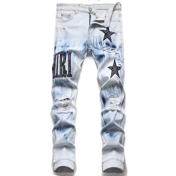2023 fashion designer jeans mens jeans broken men jeanship hop high street brand cycling motorcycle embroidery close-fitting slim pencil pan, Blue
2023 fashion designer jeans mens jeans broken men jeanship hop high street brand cycling motorcycle embroidery close-fitting slim pencil pan, Blue