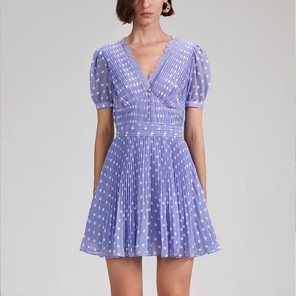 2023 designer maxi dress light purple a-line chiffon polka dot v-neck sweet dress short skirt long dress, Black;gray
2023 designer maxi dress light purple a-line chiffon polka dot v-neck sweet dress short skirt long dress, Black;gray