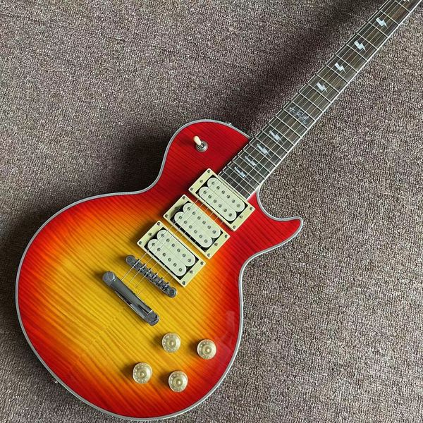 custom electric guitar 3 pickups sunburst color tiger flame guitar rosewood fingerboard mahogany body
custom electric guitar 3 pickups sunburst color tiger flame guitar rosewood fingerboard mahogany body