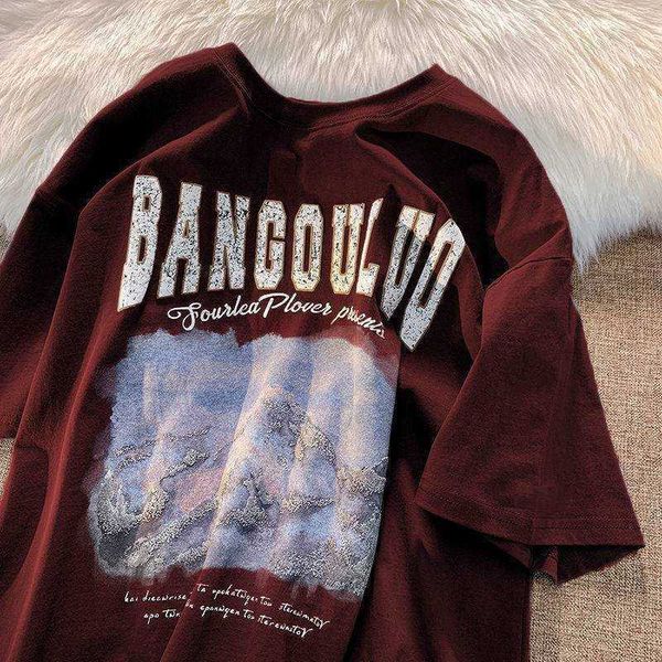 fashion brand wine red t-shirt men's summer new trend korean loose short sleeve clothing, White;black
fashion brand wine red t-shirt men's summer new trend korean loose short sleeve clothing, White;black