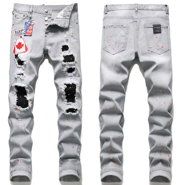 men more badge slim fit jeans straight leg washed fashion designer painted biker men's denim pants trousers big size 119, Blue
men more badge slim fit jeans straight leg washed fashion designer painted biker men's denim pants trousers big size 119, Blue