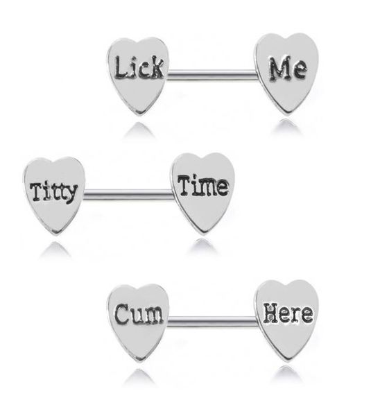 letter heart nipple ring stainless steel tongue rings bar body piercing jewelry for women gift will and sandy6366483, Silver
letter heart nipple ring stainless steel tongue rings bar body piercing jewelry for women gift will and sandy6366483, Silver