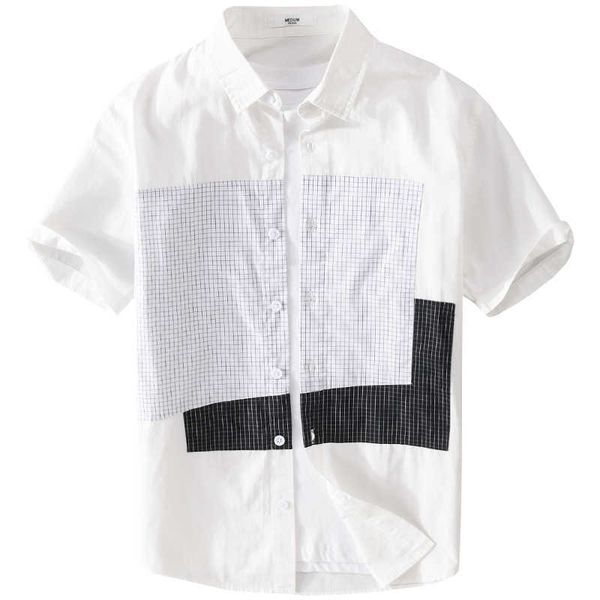 short summer splicing men's sleeved plaid shirt trend versatile youth loose casual thin casual men's shirt l, White;black
short summer splicing men's sleeved plaid shirt trend versatile youth loose casual thin casual men's shirt l, White;black