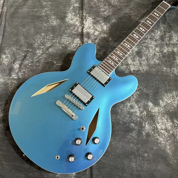blue color jazz electric guitar semi-hollow body 6 strings guitarra rosewood fingerboard 
blue color jazz electric guitar semi-hollow body 6 strings guitarra rosewood fingerboard