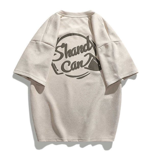 suede short sleeved t-shirt for men and women summer loose fit large printed top, White;black
suede short sleeved t-shirt for men and women summer loose fit large printed top, White;black