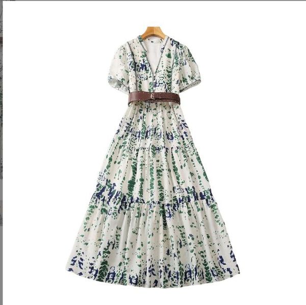 509 2023 spring summer flora print dress v neck short sleeve green dress panelld dress luxury fashion prom womens clothes sh, Black
509 2023 spring summer flora print dress v neck short sleeve green dress panelld dress luxury fashion prom womens clothes sh, Black