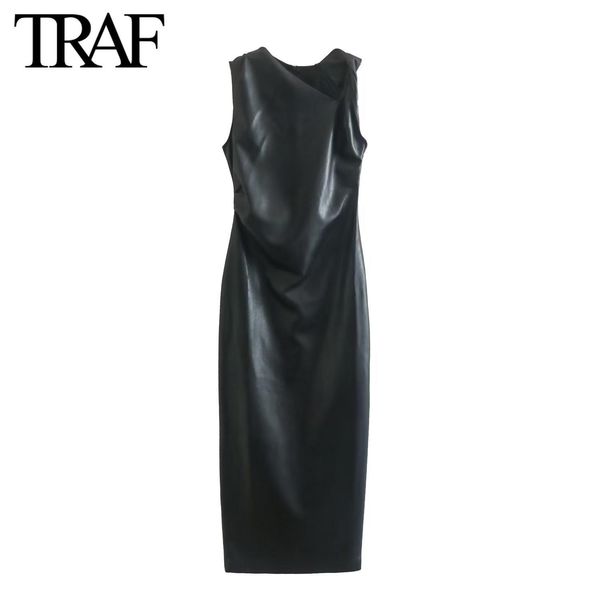 dresses traf women fashion black sleeveless artificial leather long dresses chic female back zip tank evening dresses, Black;gray
dresses traf women fashion black sleeveless artificial leather long dresses chic female back zip tank evening dresses, Black;gray