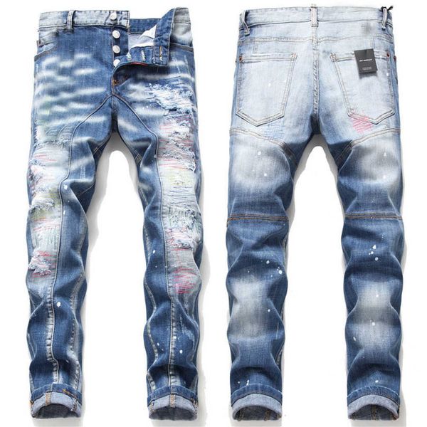 men more badge slim fit jeans straight leg washed fashion designer painted biker men's denim pants trousers big size 116, Blue
men more badge slim fit jeans straight leg washed fashion designer painted biker men's denim pants trousers big size 116, Blue