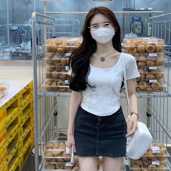 multi-color and multi-size new summer women vertical line t-shirts fashion short sleeve solid color square collar casual loose women basic /, White
multi-color and multi-size new summer women vertical line t-shirts fashion short sleeve solid color square collar casual loose women basic /, White
