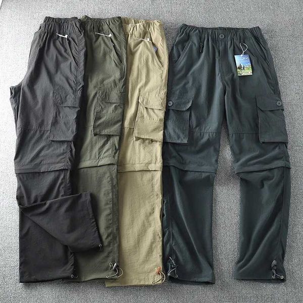 men quick-dry cargo pants 2023 summer thin double-used removable loose straight pants travel hiking climbing fishing trousers, Black
men quick-dry cargo pants 2023 summer thin double-used removable loose straight pants travel hiking climbing fishing trousers, Black
