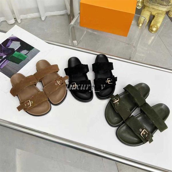designer bom dia flat mule women suede sandals cool effortlessly stylish slippers 2 straps adjusted gold buckle laofers summer slides, Black
designer bom dia flat mule women suede sandals cool effortlessly stylish slippers 2 straps adjusted gold buckle laofers summer slides, Black