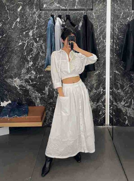 two piece dress designer 23 early spring new tridimensional triumphal hollow out embroidery polo collar waist shirt half skirt white cotton
two piece dress designer 23 early spring new tridimensional triumphal hollow out embroidery polo collar waist shirt half skirt white cotton