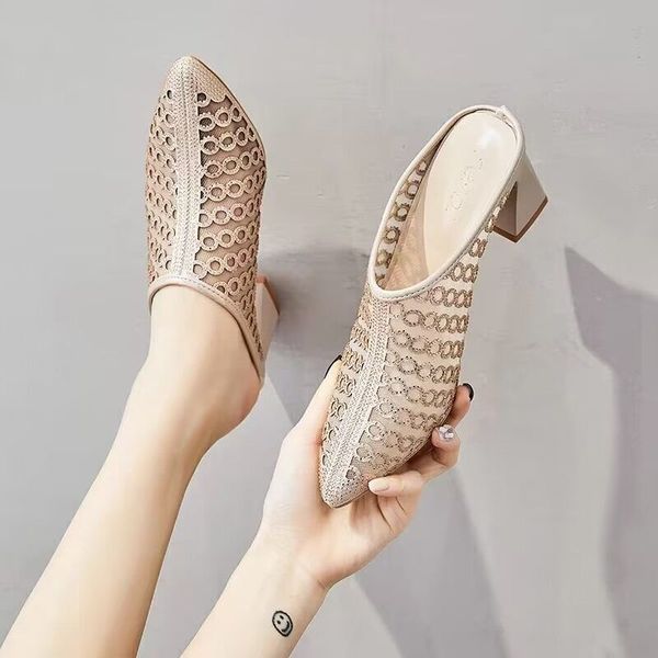 breathable hollow female slippers spring 2023 new mesh slippers women wear pointy thick with baotou elegant apricot slippers, Black
breathable hollow female slippers spring 2023 new mesh slippers women wear pointy thick with baotou elegant apricot slippers, Black