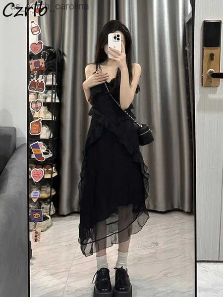 midi dress women sweet irregular ruffles party girlish gentle vintage summer black fairycore v-neck young vestido aesthetic l230522, Black;gray
midi dress women sweet irregular ruffles party girlish gentle vintage summer black fairycore v-neck young vestido aesthetic l230522, Black;gray
