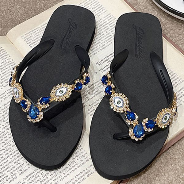 2023 fashion womens shoes summer new design flip-flops female blue eyes crystal series fashion casual flat beach beach sandals., Black
2023 fashion womens shoes summer new design flip-flops female blue eyes crystal series fashion casual flat beach beach sandals., Black