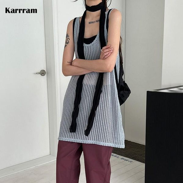 tanks karrram lazy style hollow out tank korean fashion knitted camisole japanese overized solid vest see through chic streetwear, Black;white
tanks karrram lazy style hollow out tank korean fashion knitted camisole japanese overized solid vest see through chic streetwear, Black;white