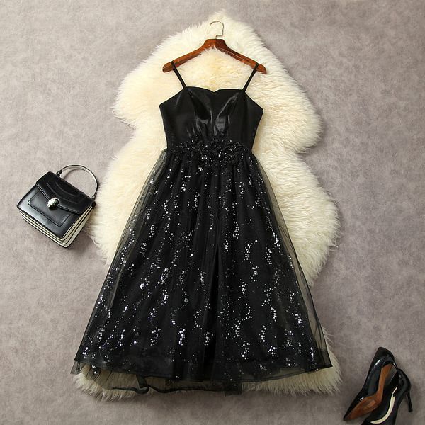 european and american women's clothes 2023 summer new sling sleeveless fashion mesh heavy industry sequin dress, Black;gray
european and american women's clothes 2023 summer new sling sleeveless fashion mesh heavy industry sequin dress, Black;gray