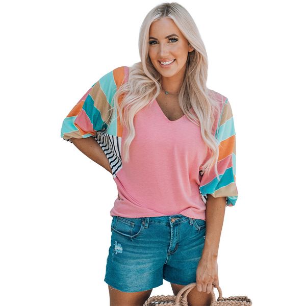 mujer summer stripe color block fashionable cute femme knitted blouse women, White
mujer summer stripe color block fashionable cute femme knitted blouse women, White