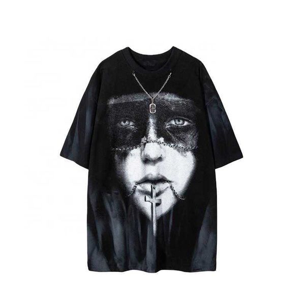 customized pattern european and american retro tiedye tshirt men with necklace summer short sleeves df, White;black
customized pattern european and american retro tiedye tshirt men with necklace summer short sleeves df, White;black