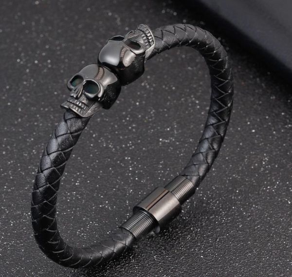 hyperbole men jewelry black braided leather bracelets stainless steel leahter cool skull bracelet3027950, Golden;silver
hyperbole men jewelry black braided leather bracelets stainless steel leahter cool skull bracelet3027950, Golden;silver