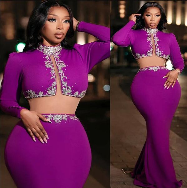 arabic aso ebi purple mermaid prom dresses with long sleeve silver beaded embroidery black girl evening occasion gown
arabic aso ebi purple mermaid prom dresses with long sleeve silver beaded embroidery black girl evening occasion gown