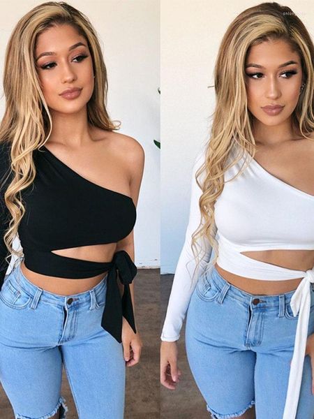 women's t shirts women lady bandage slim tee long sleeve one-shoulder bow-tie elastic solid shirt cold shoulder crop club, White
women's t shirts women lady bandage slim tee long sleeve one-shoulder bow-tie elastic solid shirt cold shoulder crop club, White