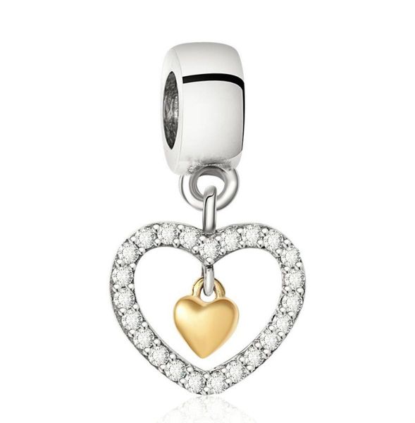 sparkling heart charm bead 925 sterling silver jewelry little heart inside with gold plated charm for european women diy brand bra4442091, Black
sparkling heart charm bead 925 sterling silver jewelry little heart inside with gold plated charm for european women diy brand bra4442091, Black