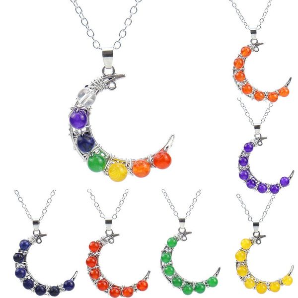 vintage natural crushed crystal stone moon pendant necklace for women girls colorful handmade metal wire wrapped stone necklace, Silver
vintage natural crushed crystal stone moon pendant necklace for women girls colorful handmade metal wire wrapped stone necklace, Silver