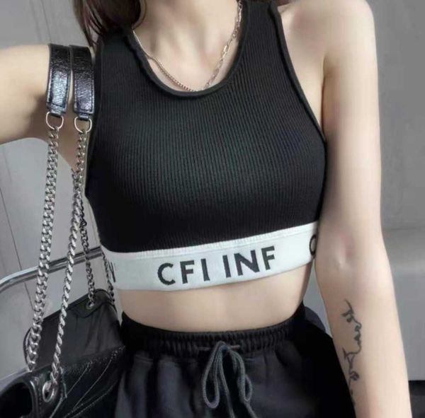 sleeveless celins vest designers womens t shirts fashion ladies beach tanks color matching stripes show thin inside and outside wear knit 5e, Black;white
sleeveless celins vest designers womens t shirts fashion ladies beach tanks color matching stripes show thin inside and outside wear knit 5e, Black;white